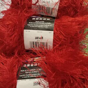 RED 3 Fun Fur Lion Brand Yarn 2 of 3 same dye lot Discontinued - Buy3 get1 FREE